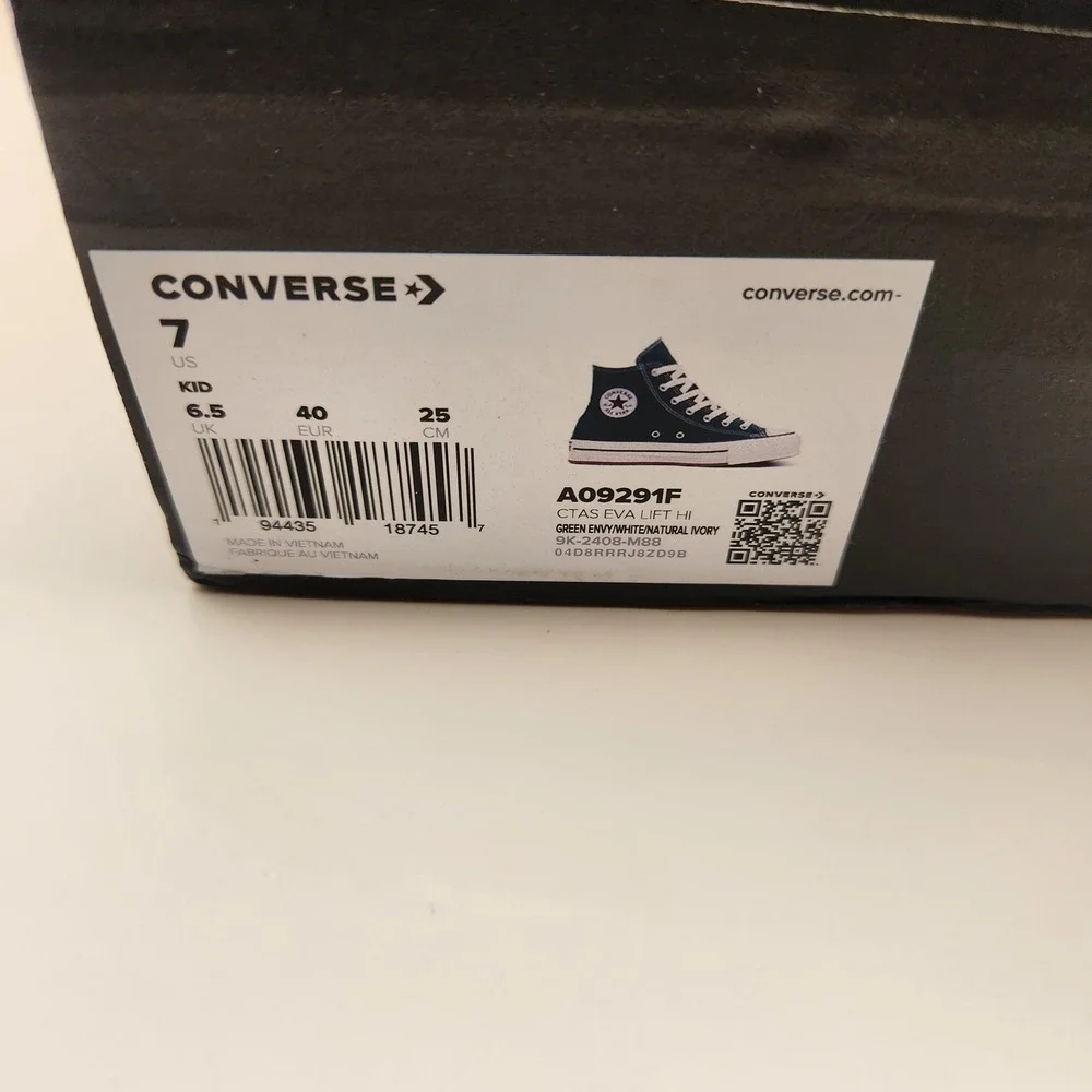 Converse CTAS EVA Lift Hi Shoes Youth Size 7 Green All Star Sneakers A09291F